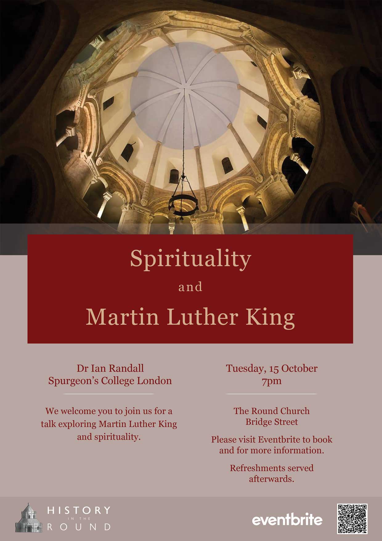 History in the Round Talk flyer, Spirituality and Martin Luther King