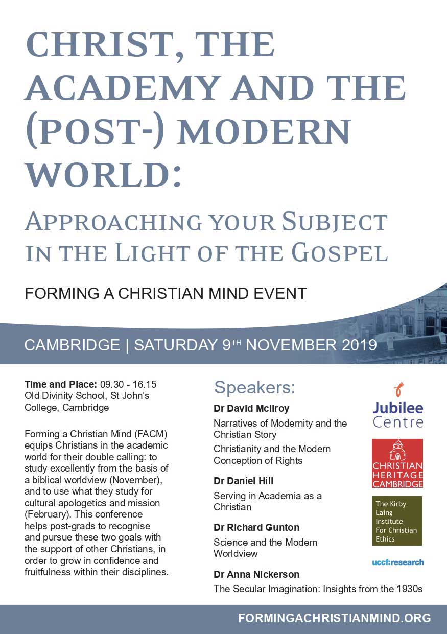 Forming a Christian Mind Conference, November 2019 poster
