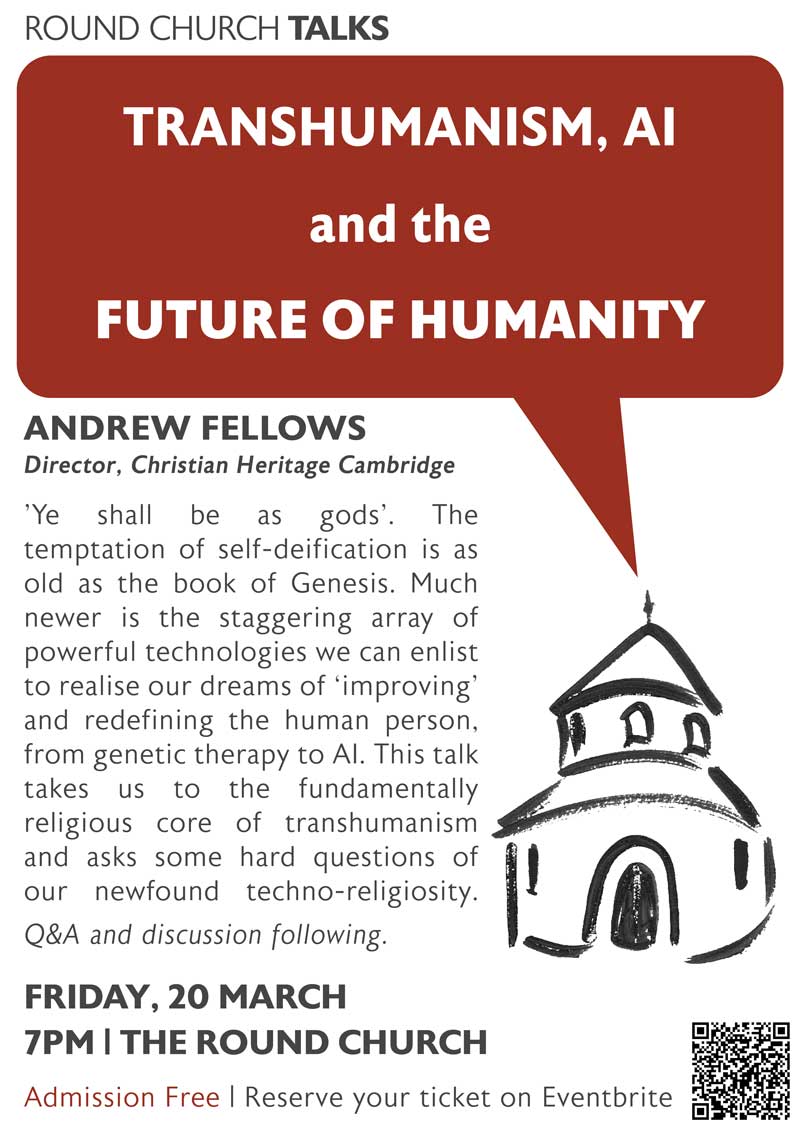 Transhumanism, AI and the Future of Humanity talk flyer